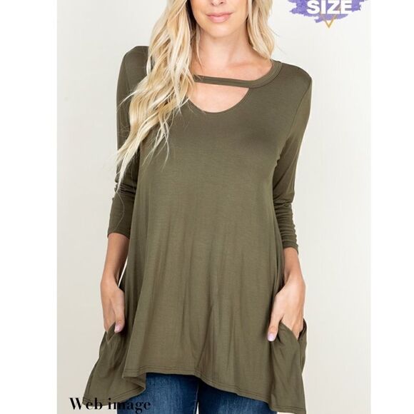 V neck/back multicolored tunic w/pockets - Picture 7 of 15